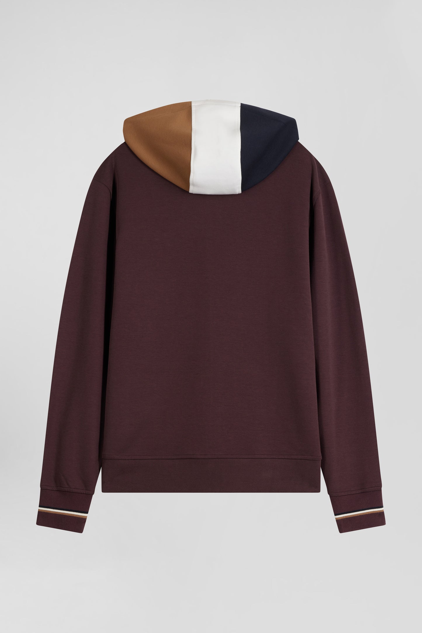 Regular burgundy zipped bi-material sweatshirt with padded front