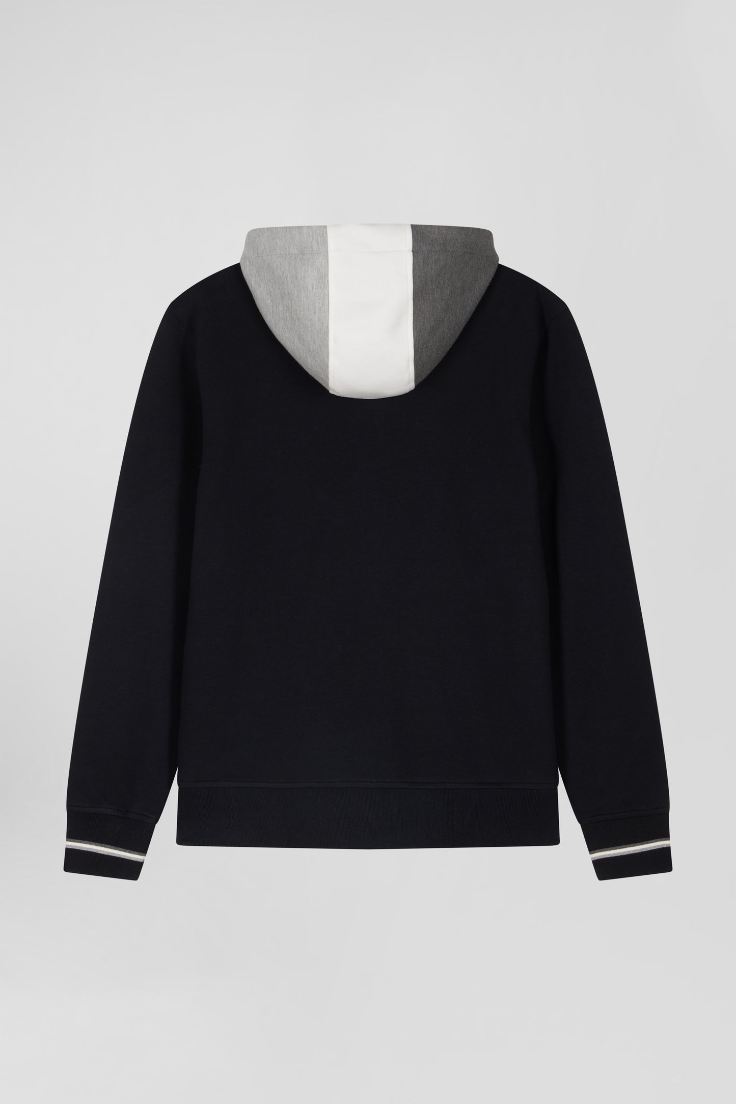 Regular black zipped bi-material sweatshirt with padded front