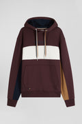 Sweatshirt à capuche colorblock en coton bordeaux coupe Relaxed