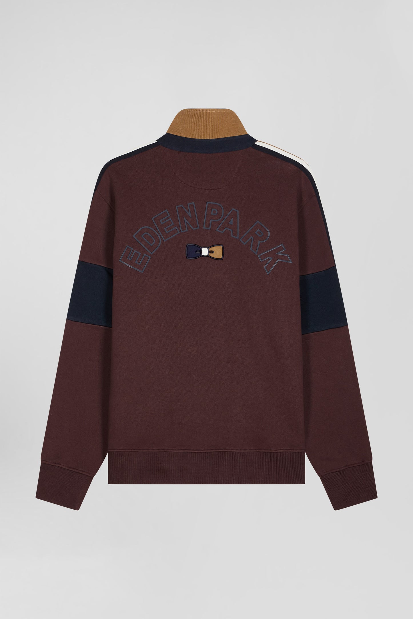 Relaxed burgundy cotton sweatshirt with rugby shirt collar