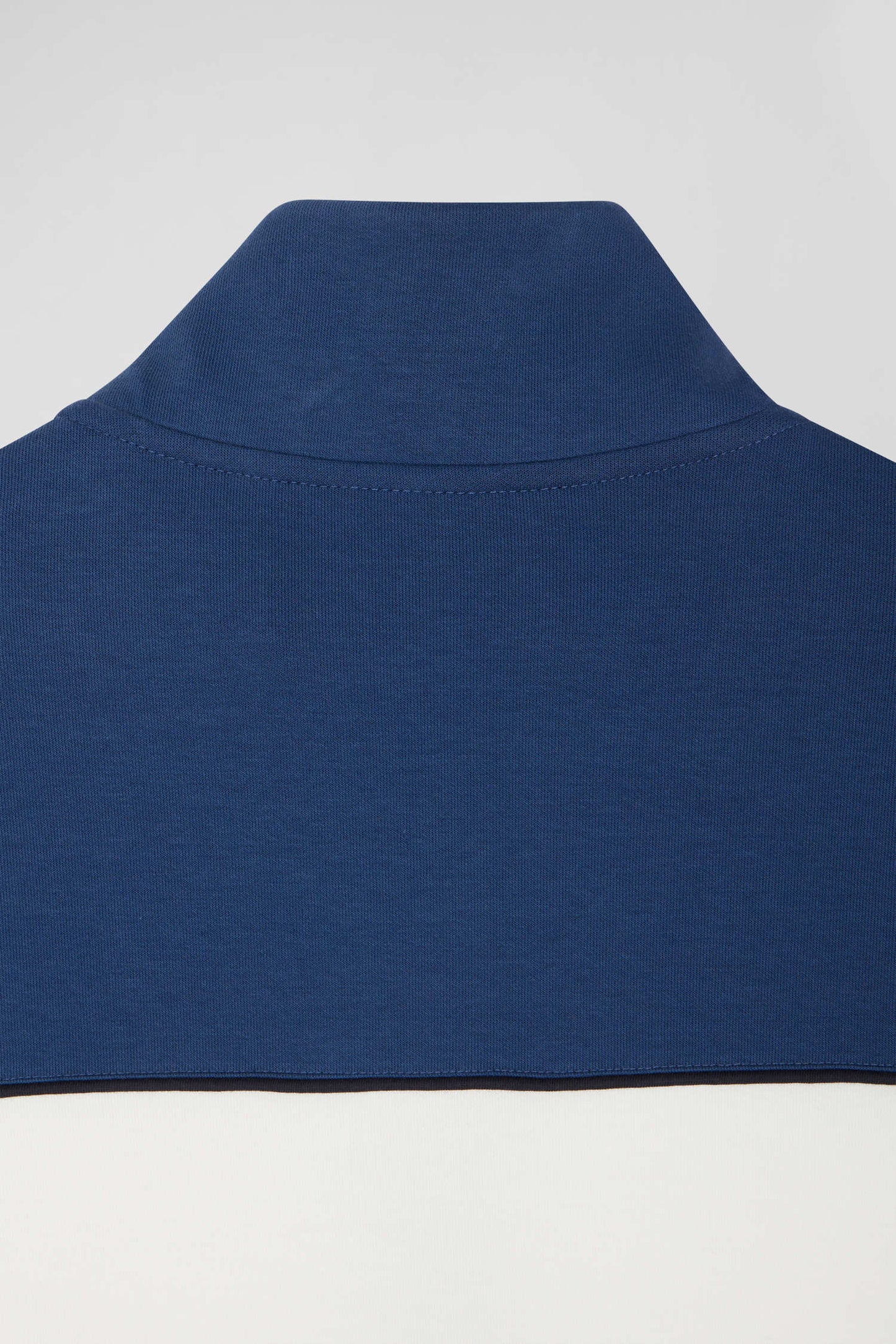 Regular blue tricolor zipped cotton blend sweatshirt