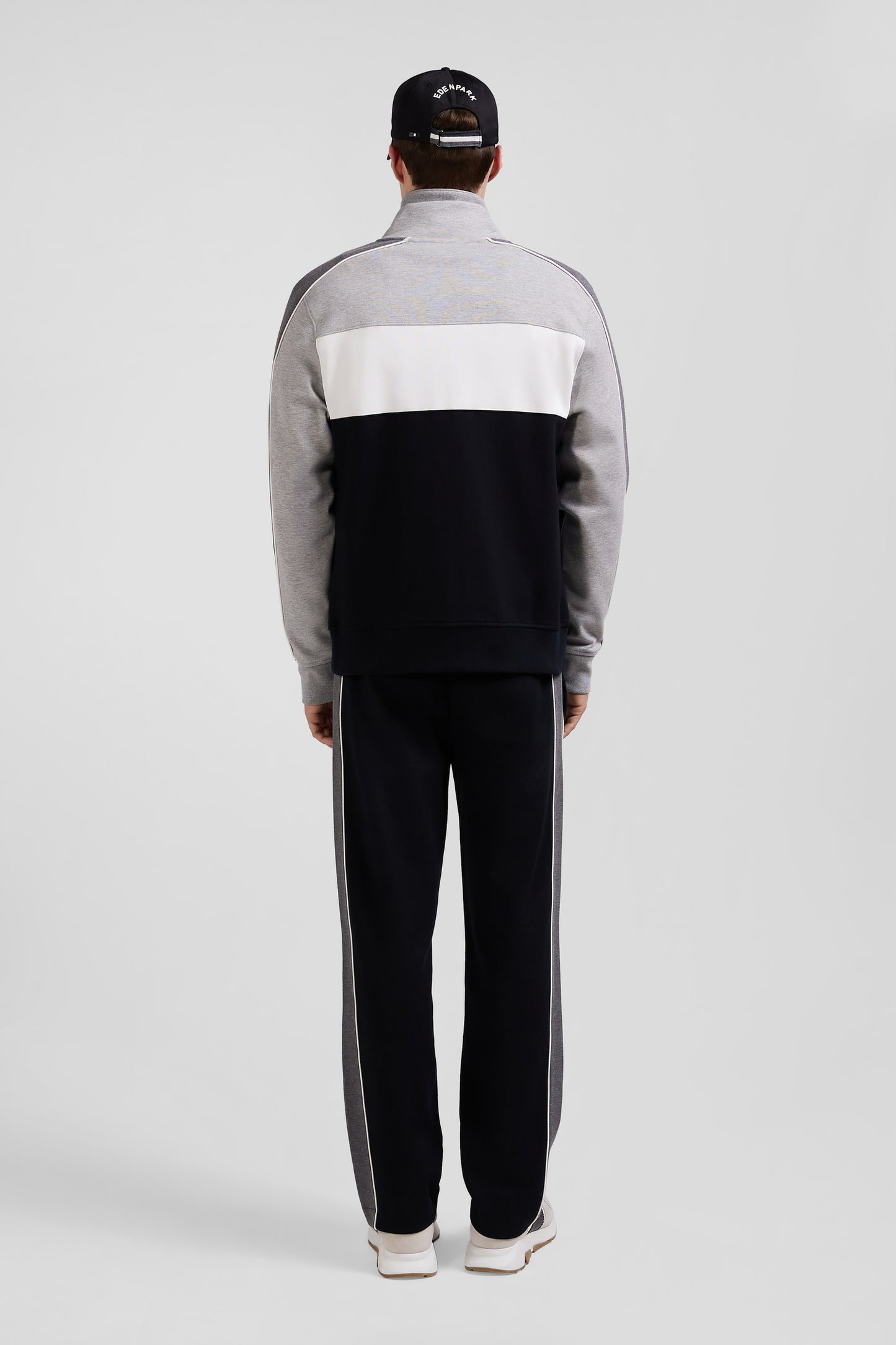 Regular black colorblock zipped cotton blend sweatshirt