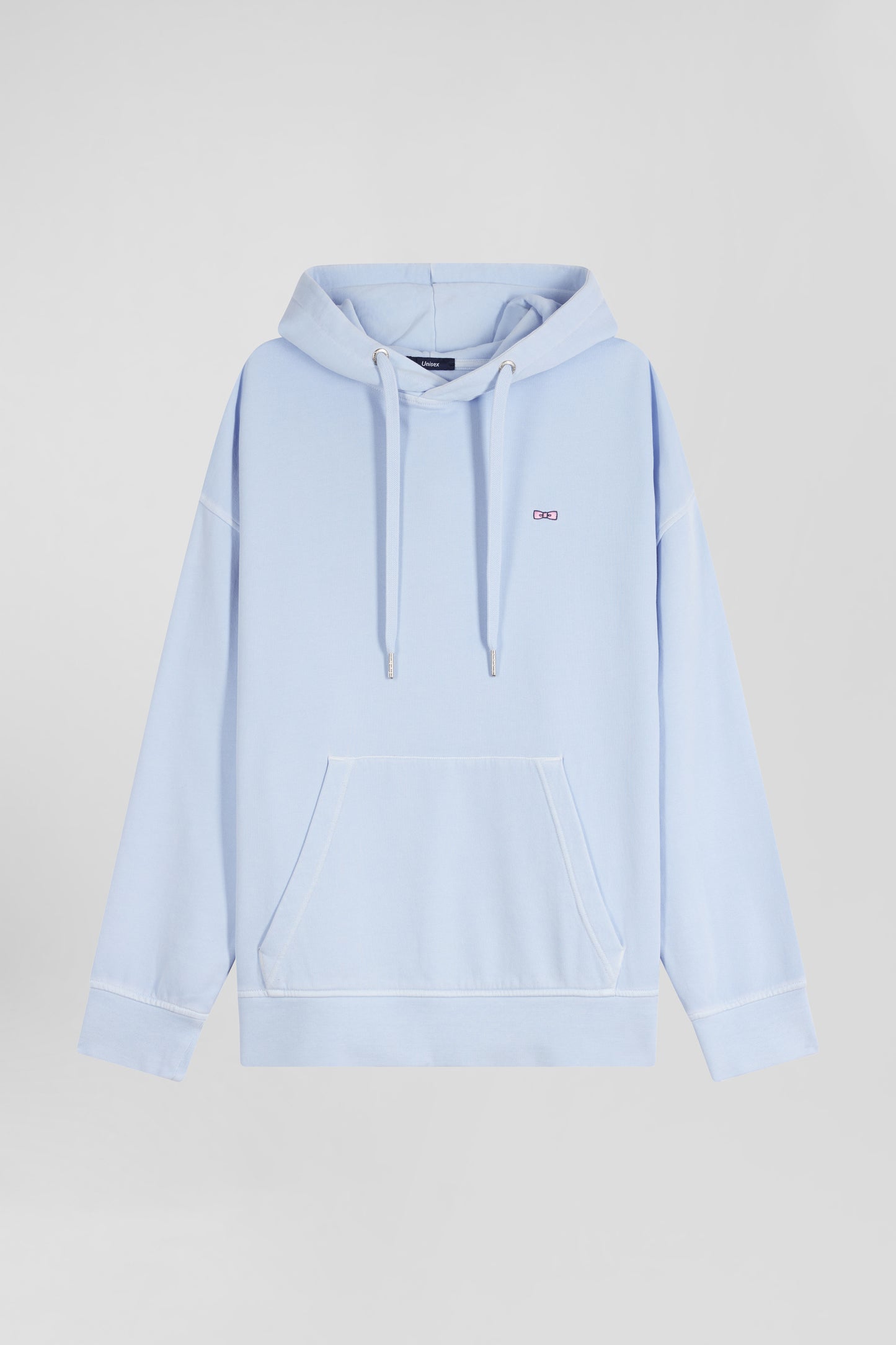 Oversize sky blue unisex dyed cotton fleece hoodie