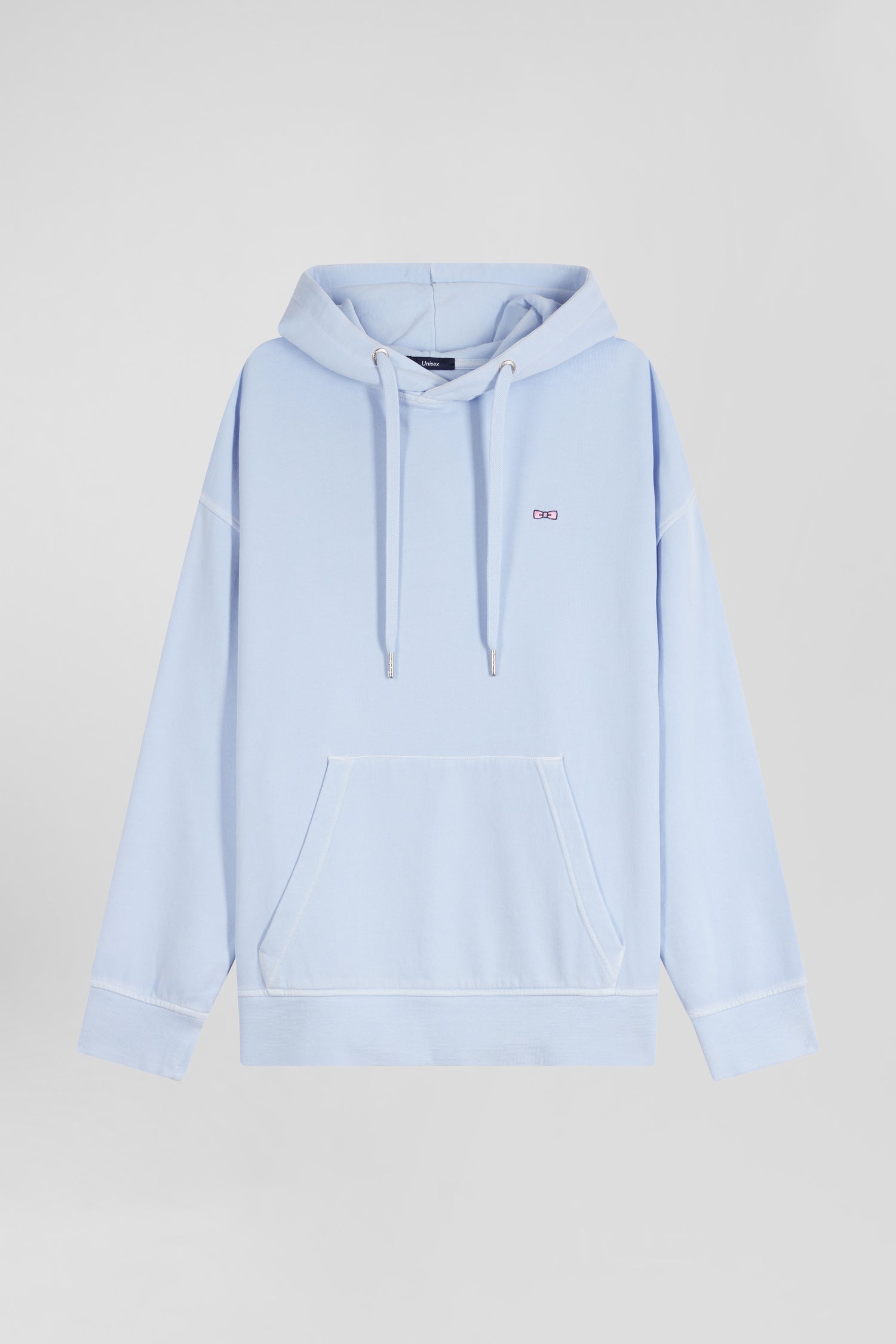 Oversize sky blue unisex dyed cotton fleece hoodie