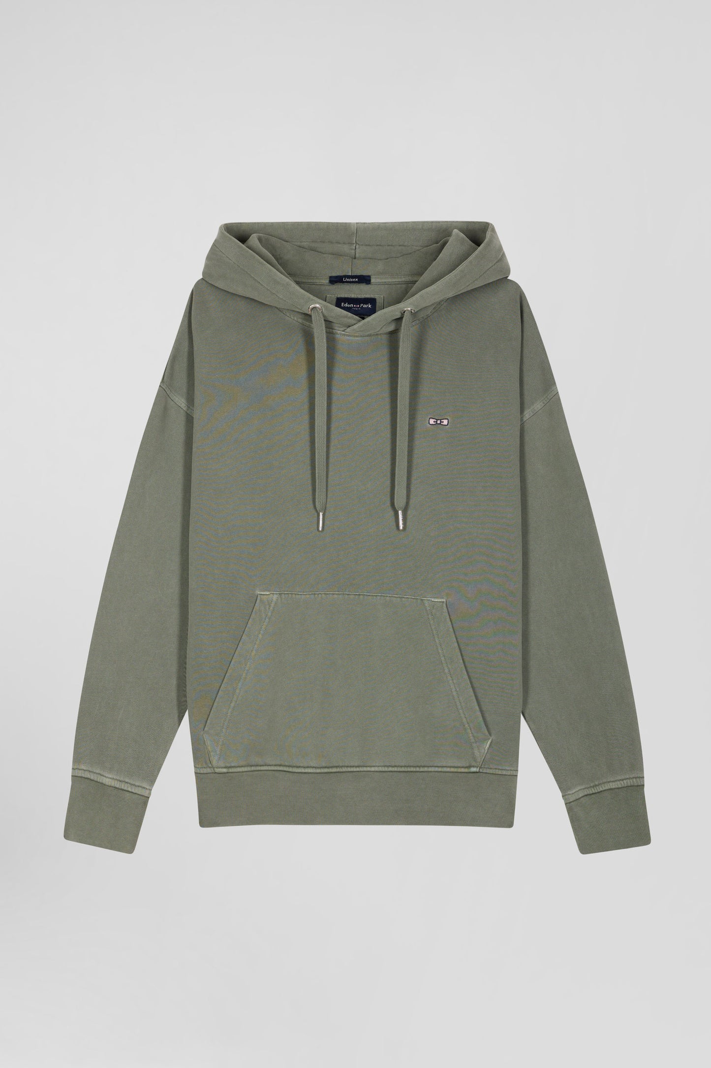 Oversize khaki unisex dyed cotton fleece hoodie