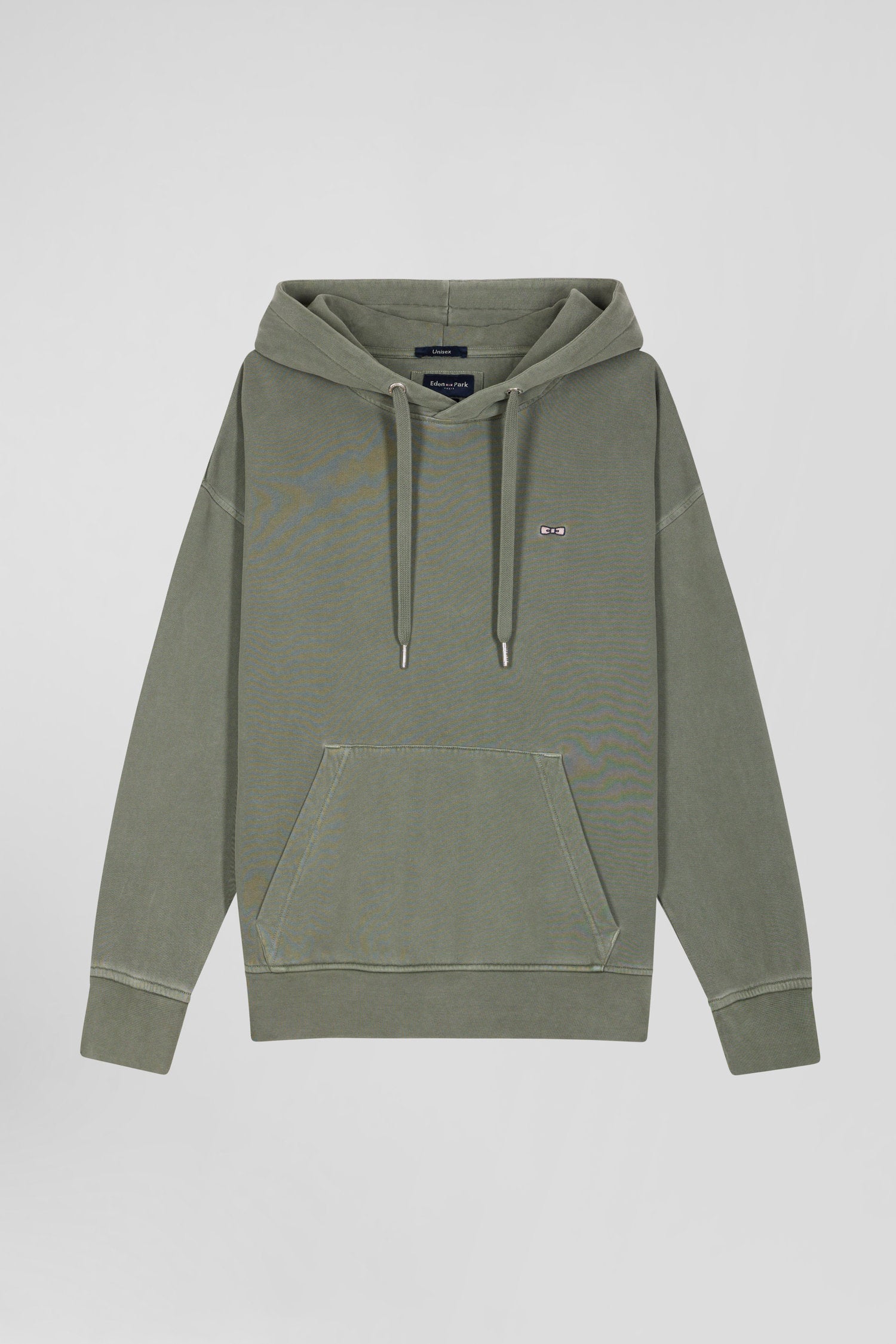 Oversize khaki unisex dyed cotton fleece hoodie