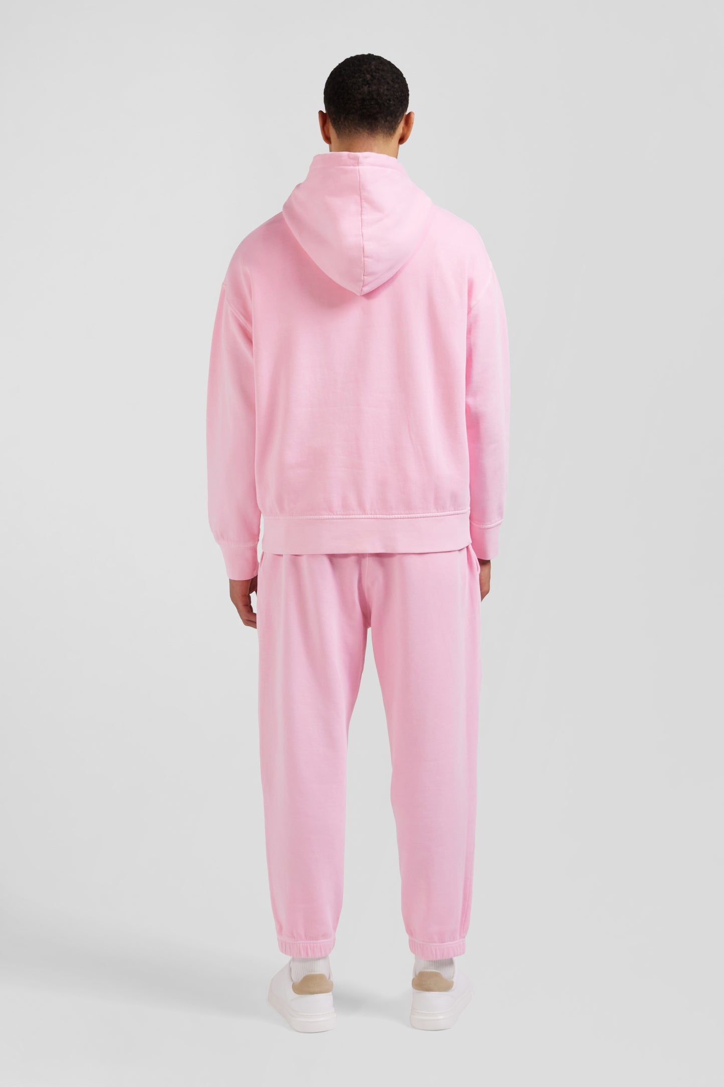 Sweatshirt à capuche unisexe en molleton coton rose surteint coupe Oversized