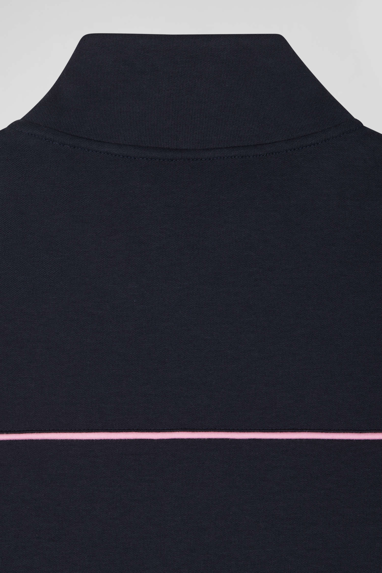 Regular navy zipped high neck sweatshirt with pink piping