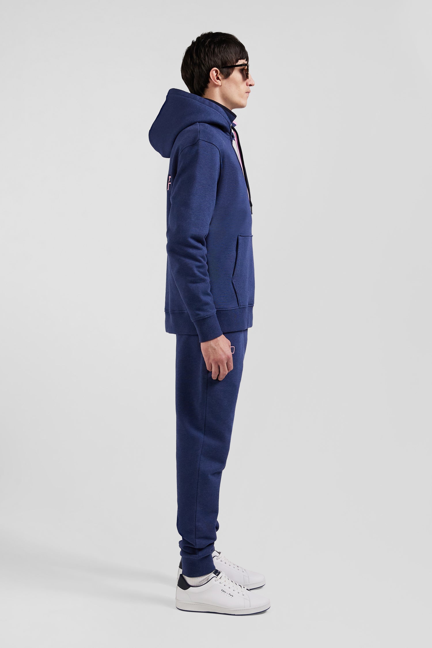 Relaxed navy blue cotton hoodie