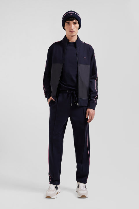 Regular navy blue zipped cotton blend sweatshirt - Image 1