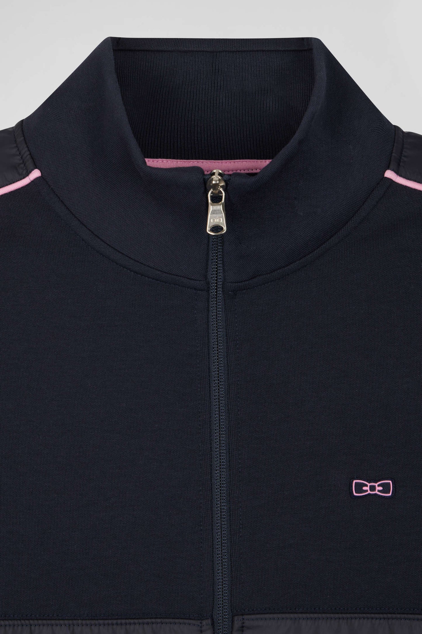 Regular navy blue zipped cotton blend sweatshirt