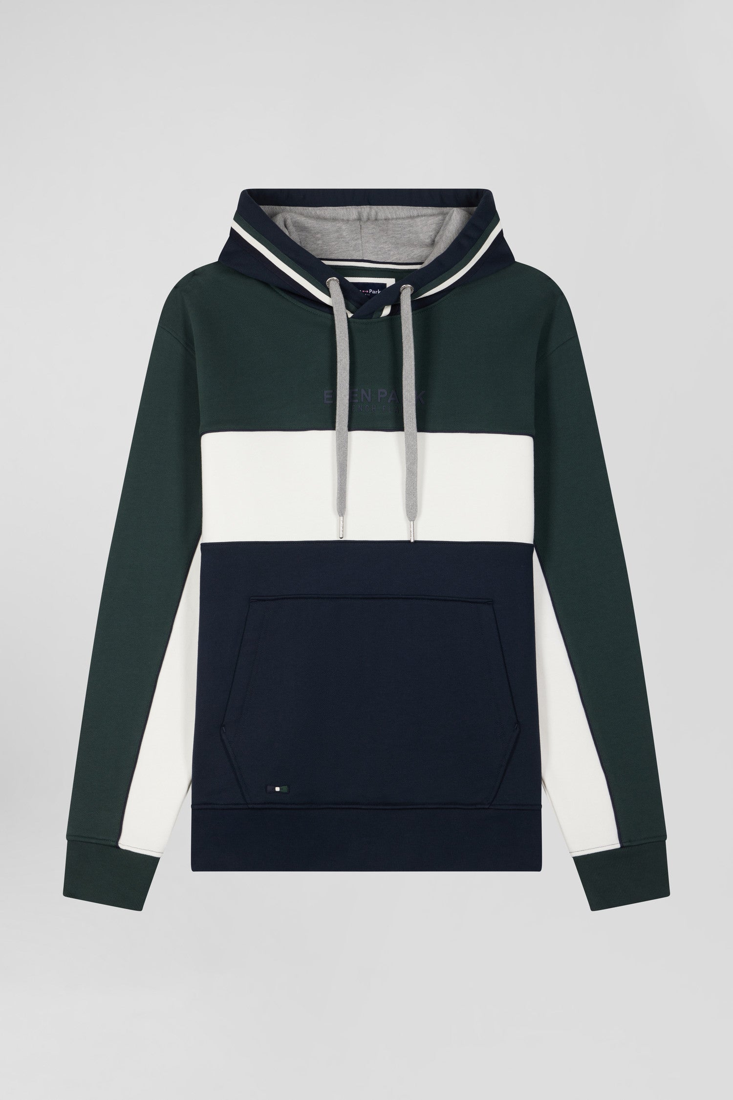 Relaxed green tricolor cotton hoodie