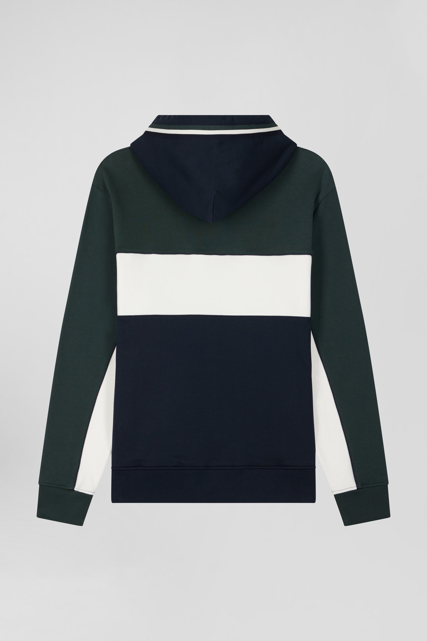 Relaxed green tricolor cotton hoodie