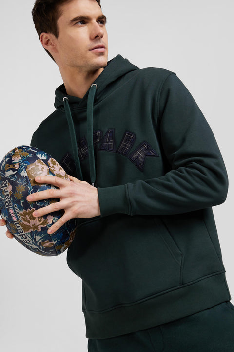 Relaxed green cotton blend hoodie - Image 3