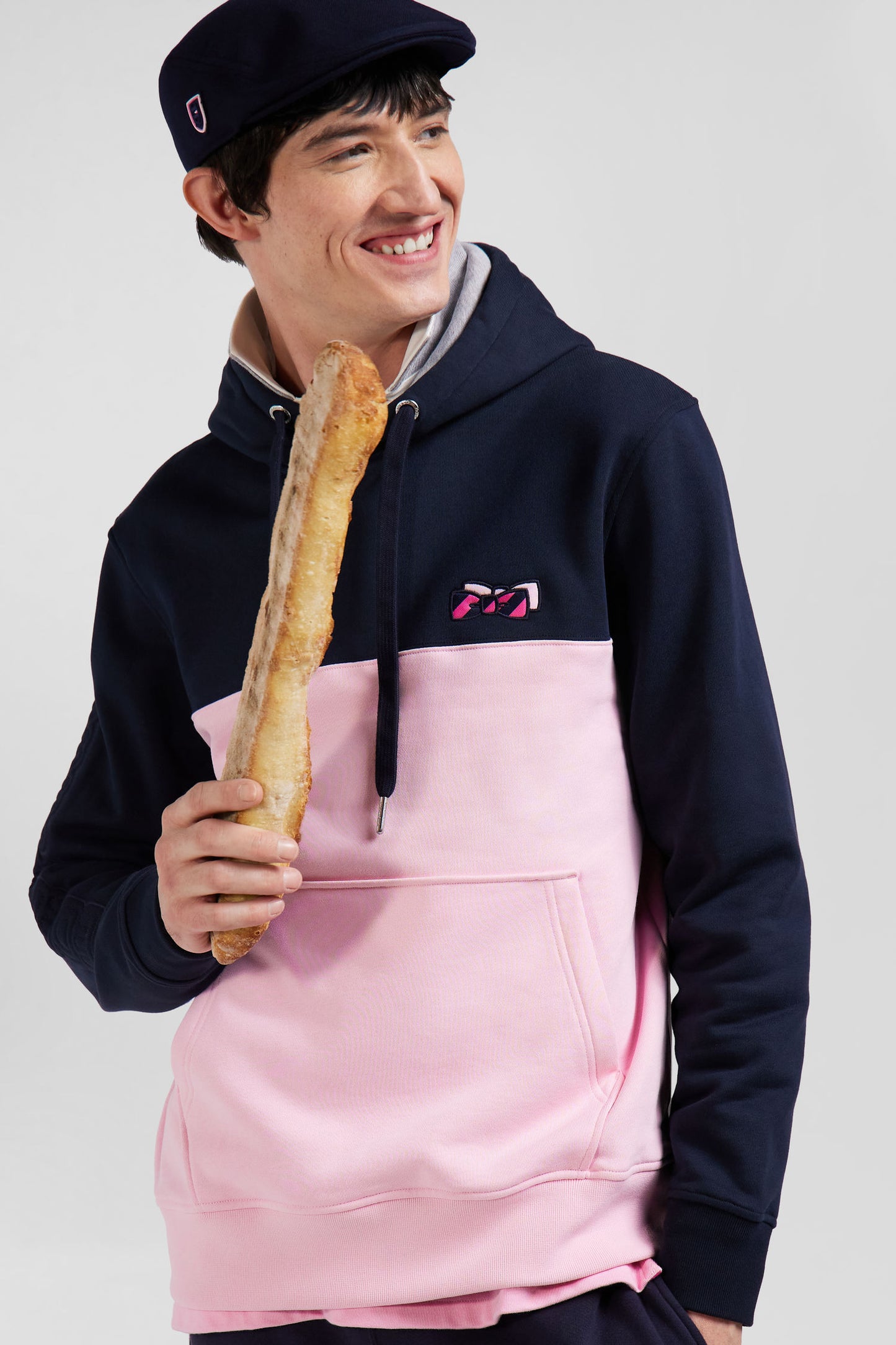 Regular pink cotton hoodie