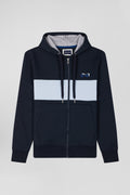 Regular sky blue zipped cotton hoodie