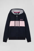 Regular pink zipped cotton hoodie