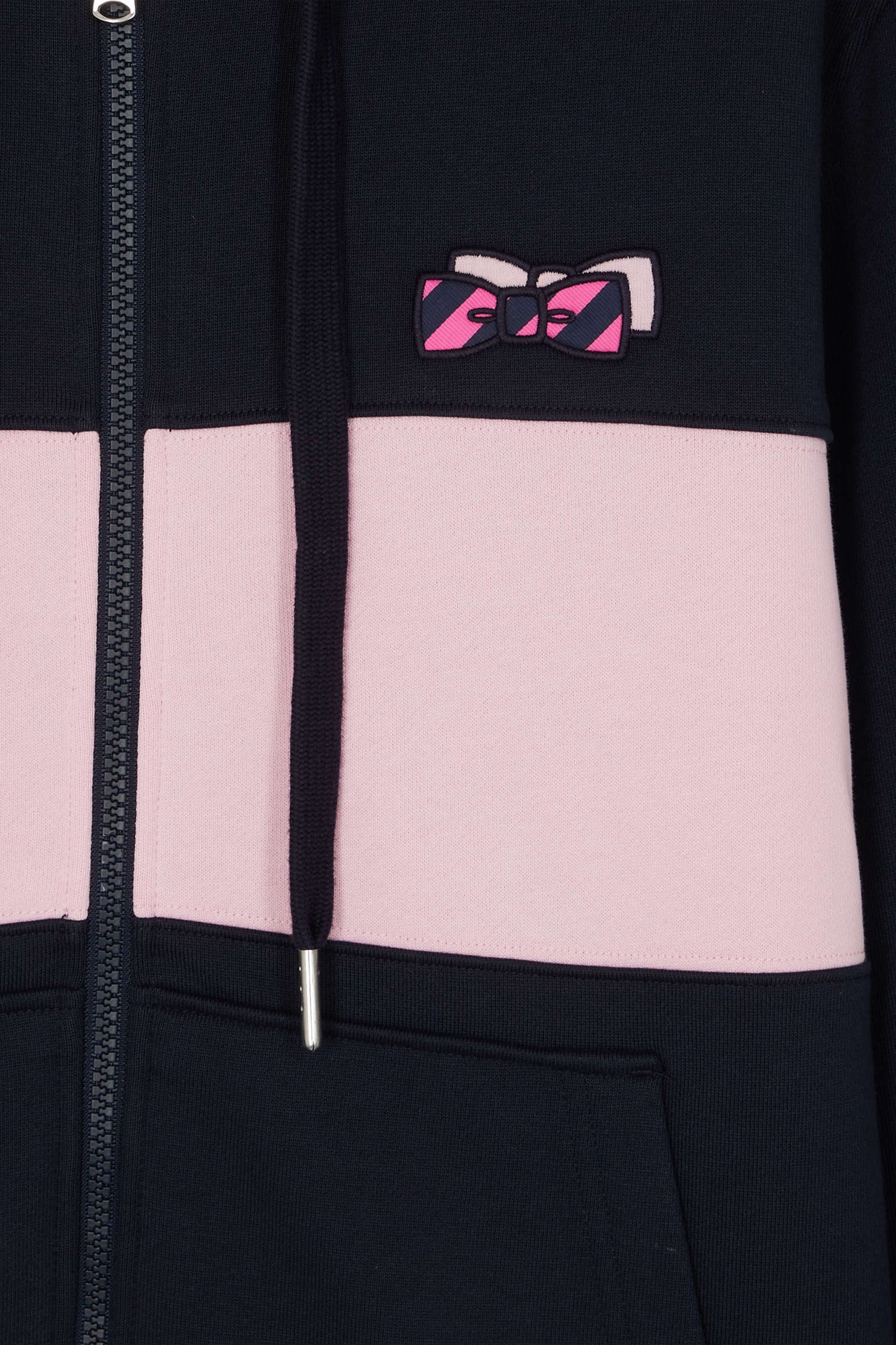 Regular pink zipped cotton hoodie