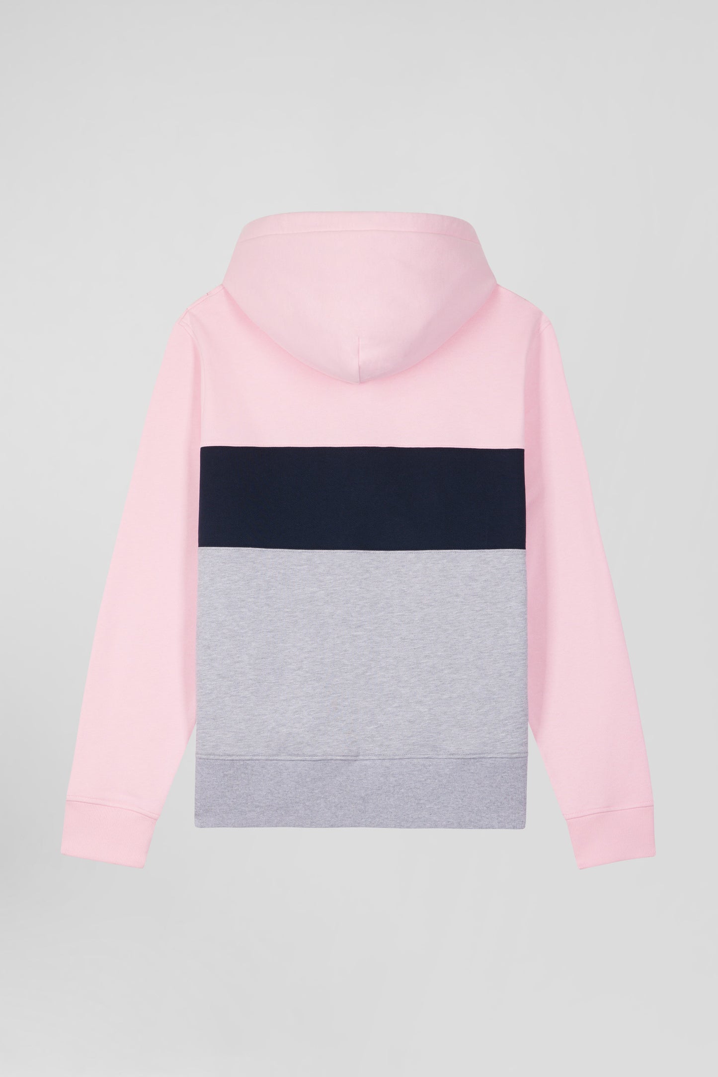 Regular pink colorblock zipped cotton hoodie