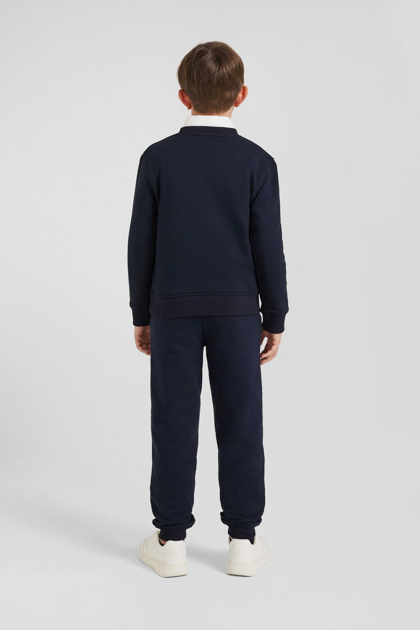 Sweatshirt en coton bleu marine à col rond coupe Regular