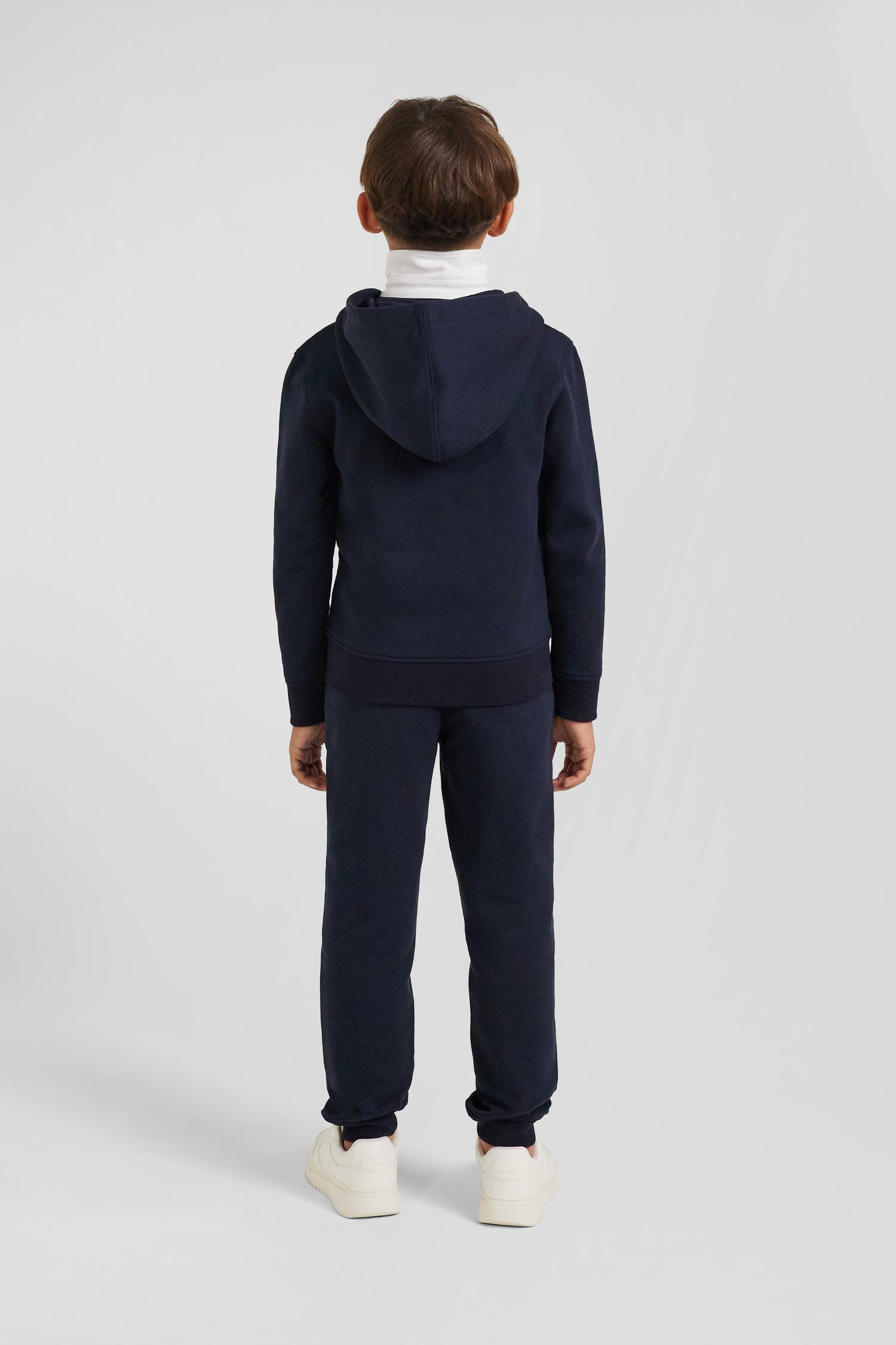 Sweatshirt zippé à capuche en coton bleu marine coupe Regular