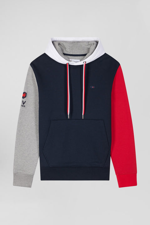 Regular navy colorblock XV de France cotton hoodie - Image 2