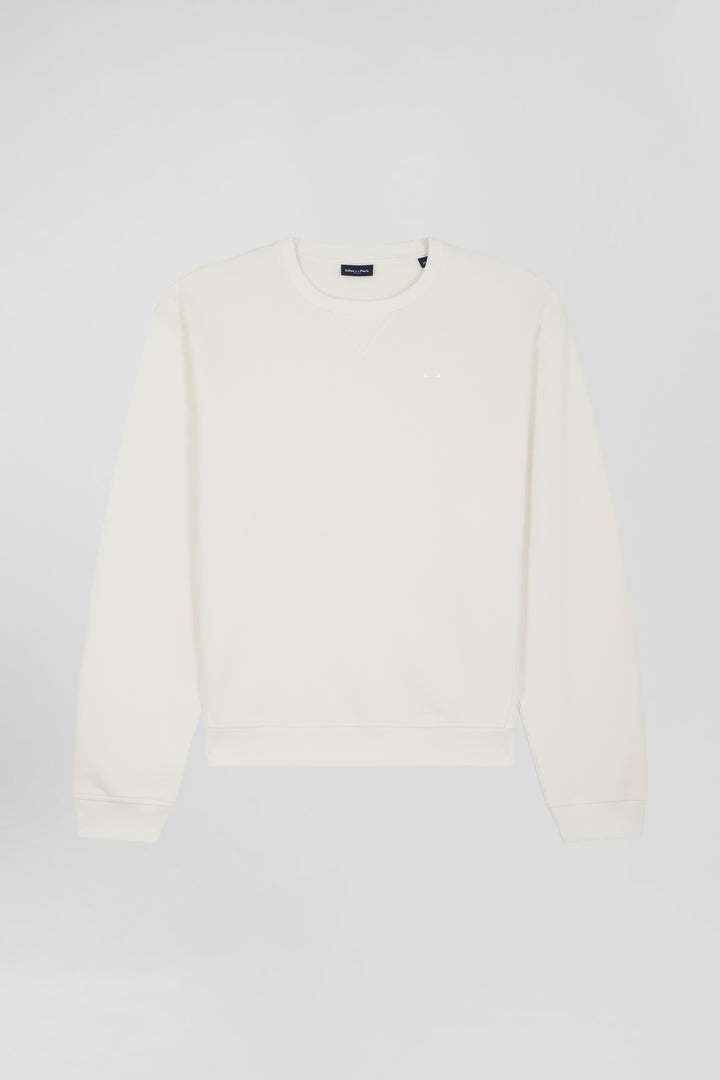 Sweatshirt col rond en coton écru coupe Oversized