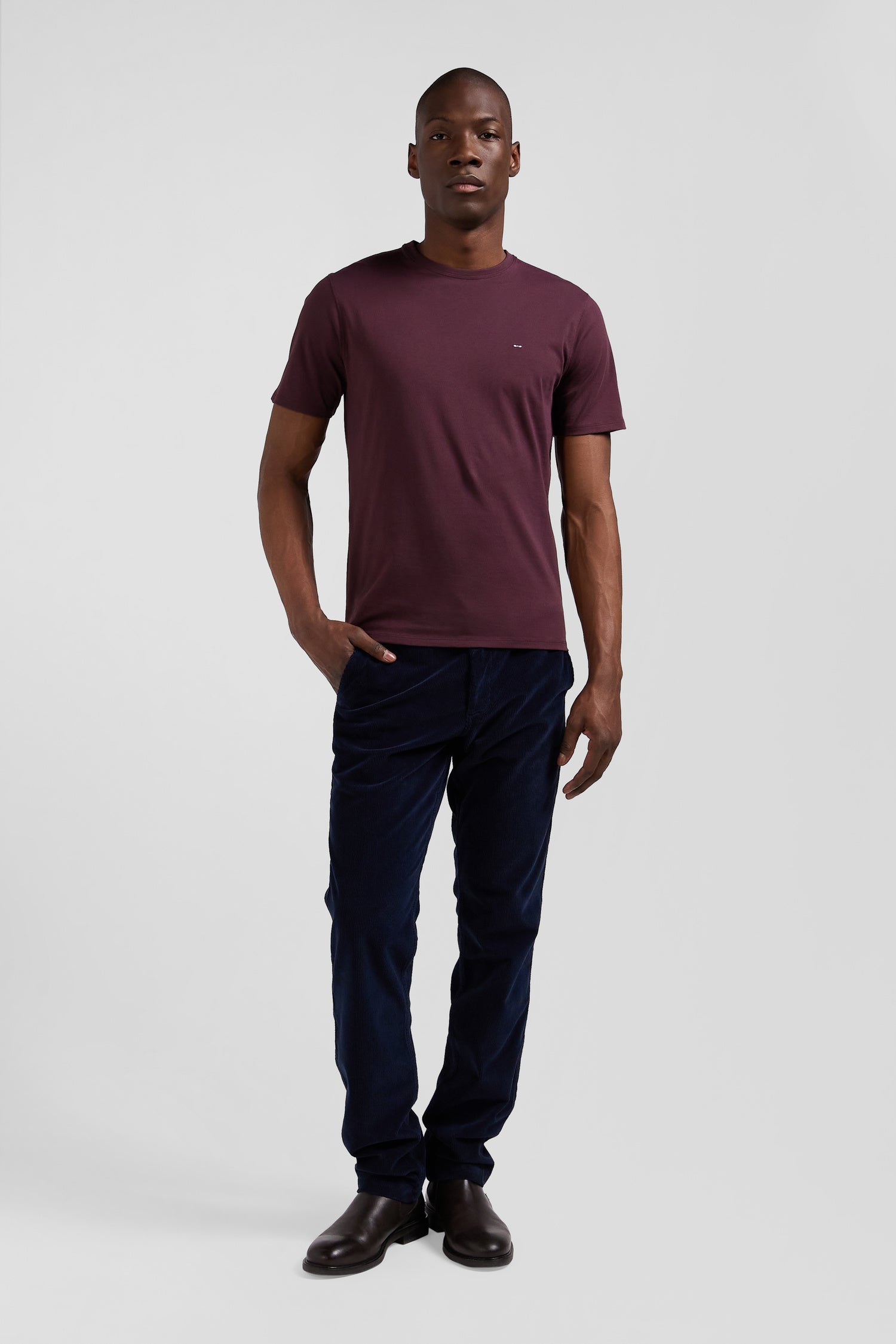 Regular burgundy Pima cotton short-sleeved T-shirt