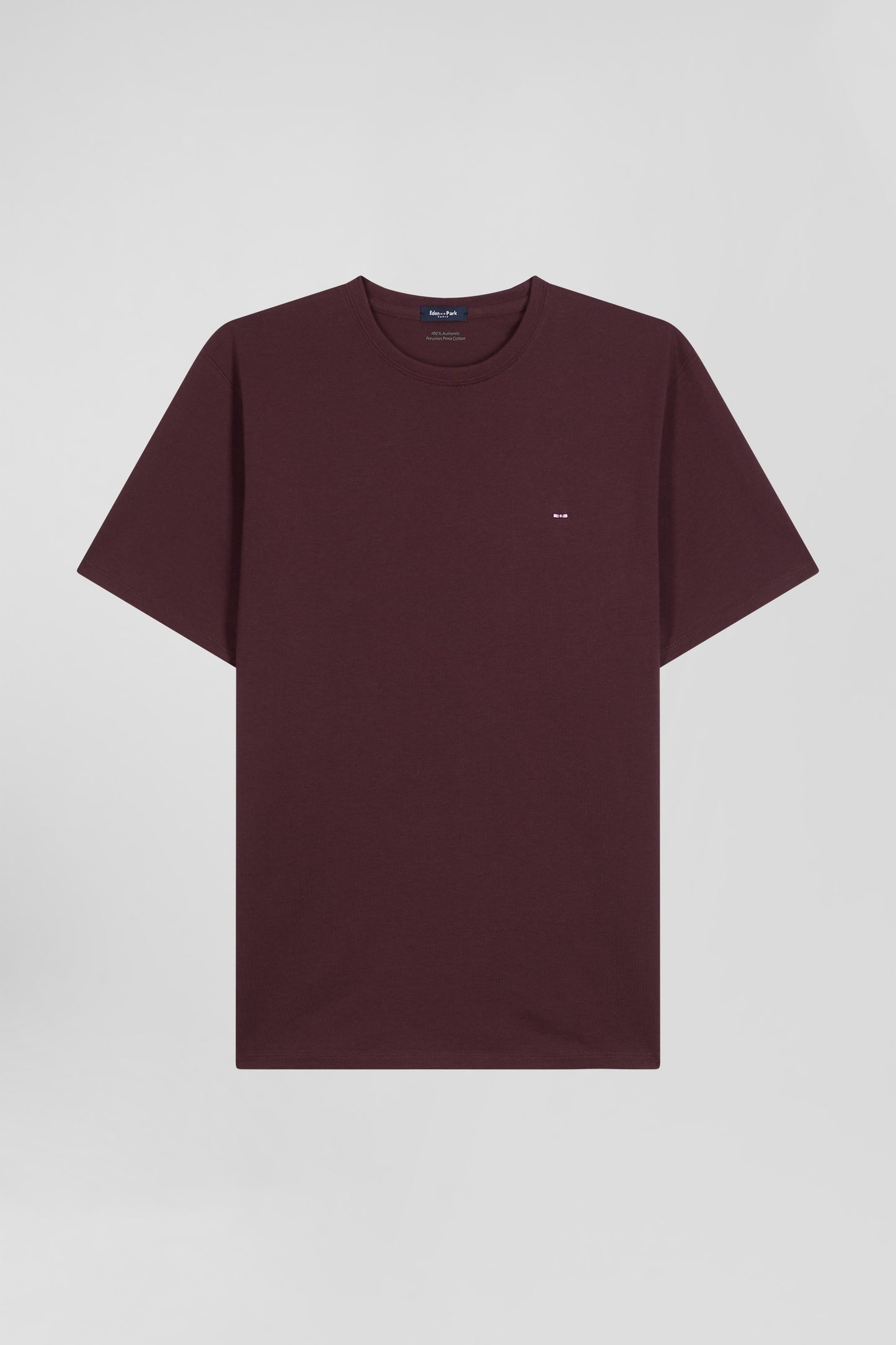 Regular burgundy Pima cotton short-sleeved T-shirt