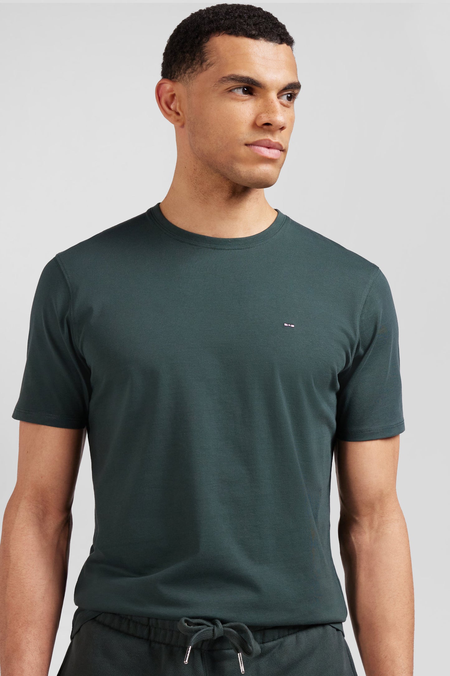 Regular green Pima cotton short-sleeved T-shirt
