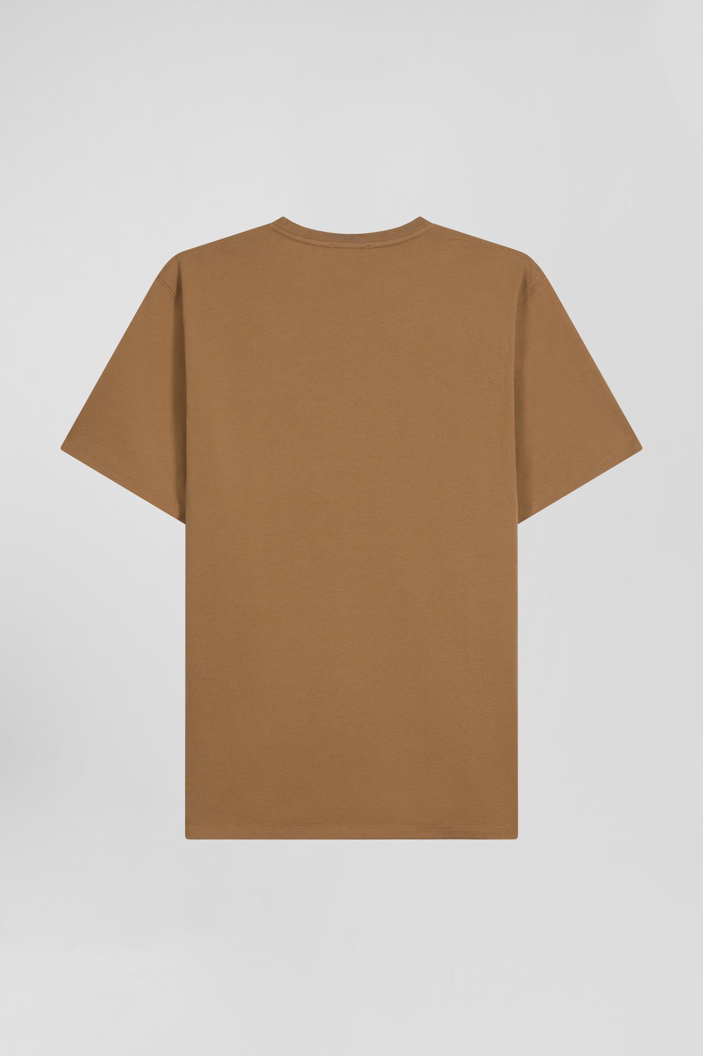 Regular camel Pima cotton short-sleeved T-shirt