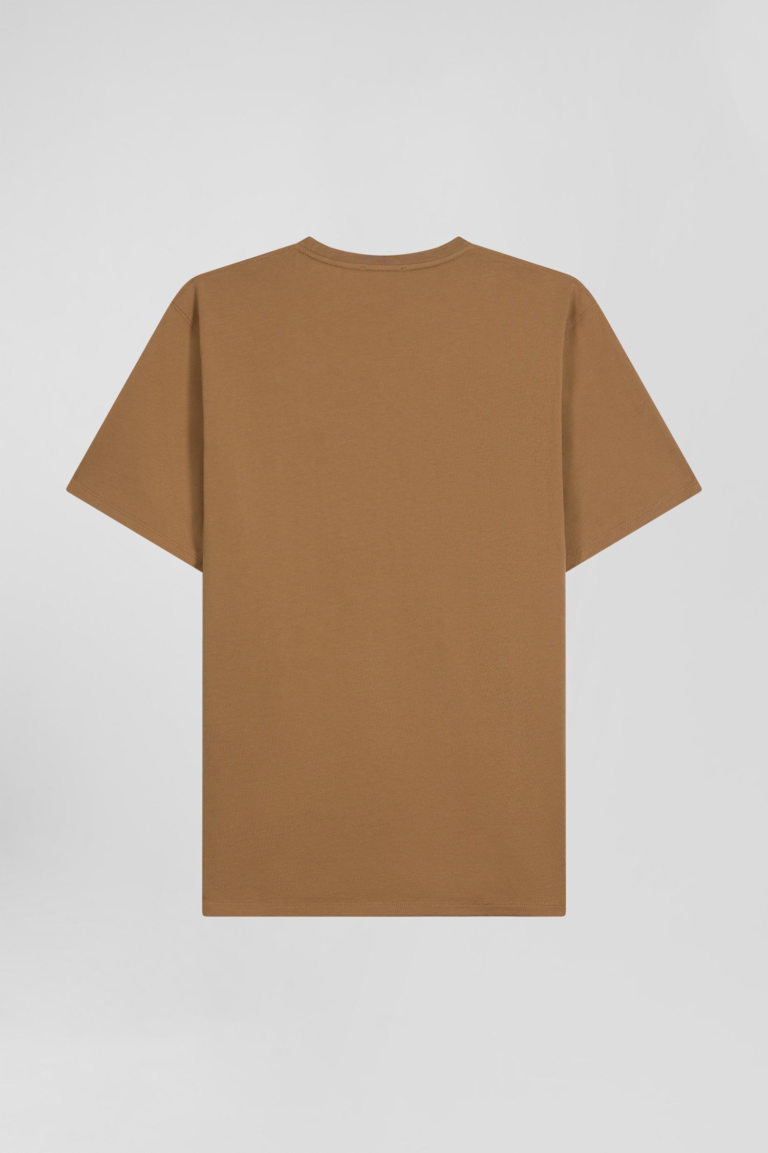 Regular camel Pima cotton short-sleeved T-shirt