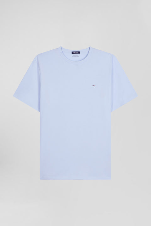 Regular sky blue Pima cotton short-sleeved T-shirt - Image 2