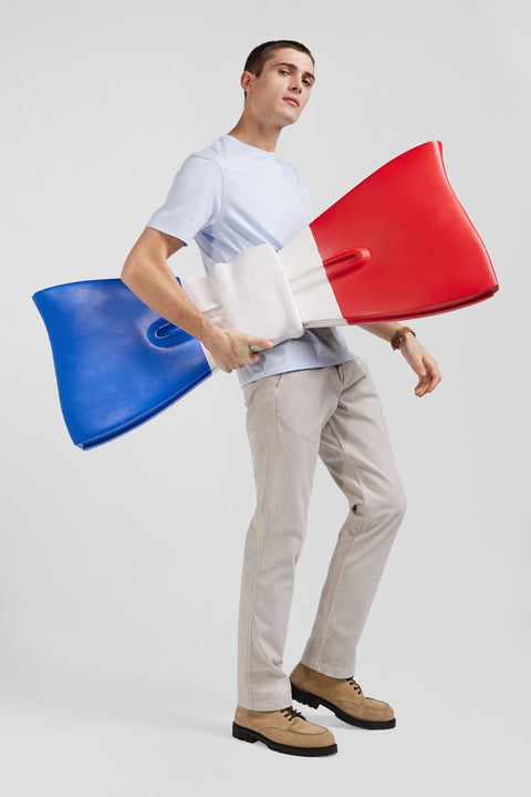 Regular sky blue Pima cotton short-sleeved T-shirt - Image 3