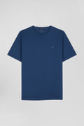 Regular navy Pima cotton short-sleeved T-shirt