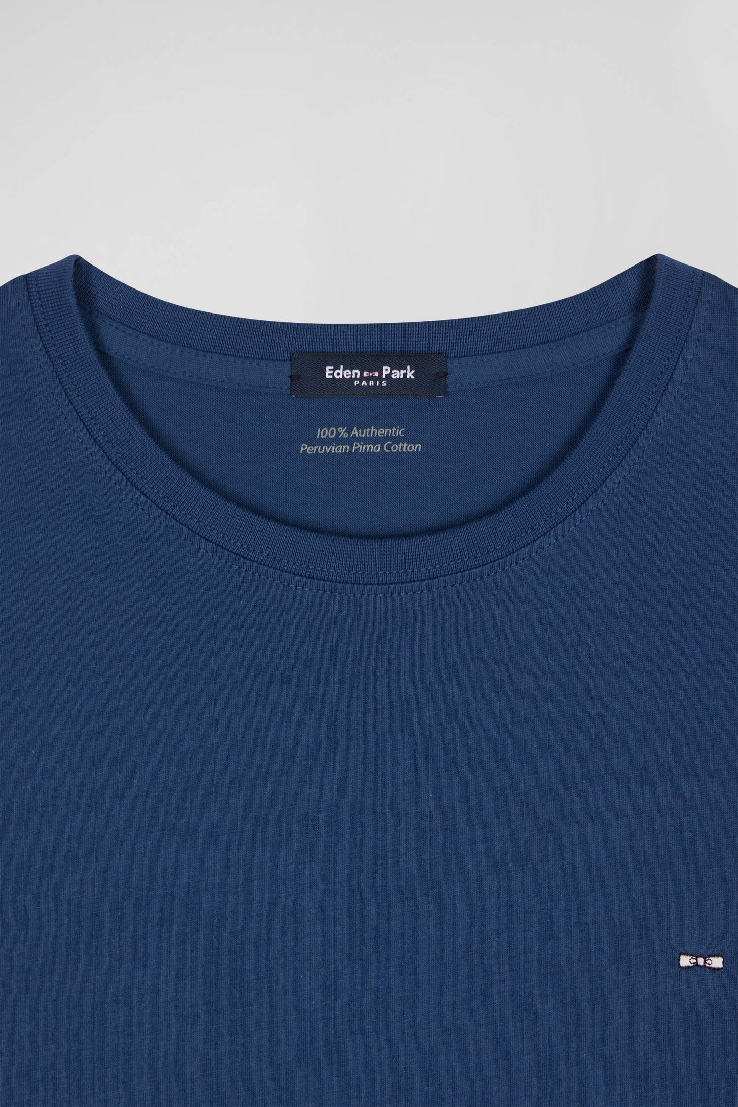 Regular navy Pima cotton short-sleeved T-shirt