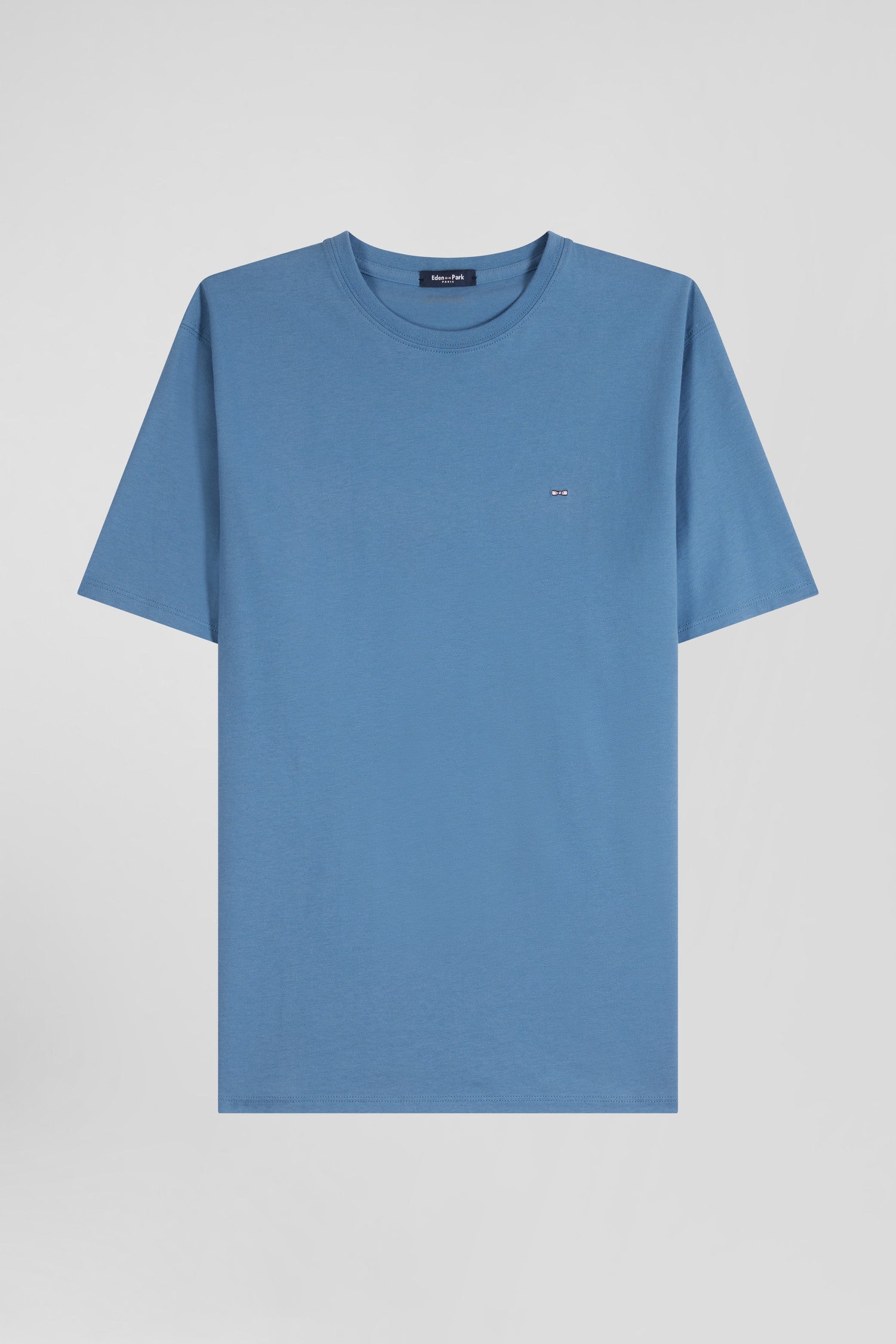 Regular blue Pima cotton short-sleeved T-shirt