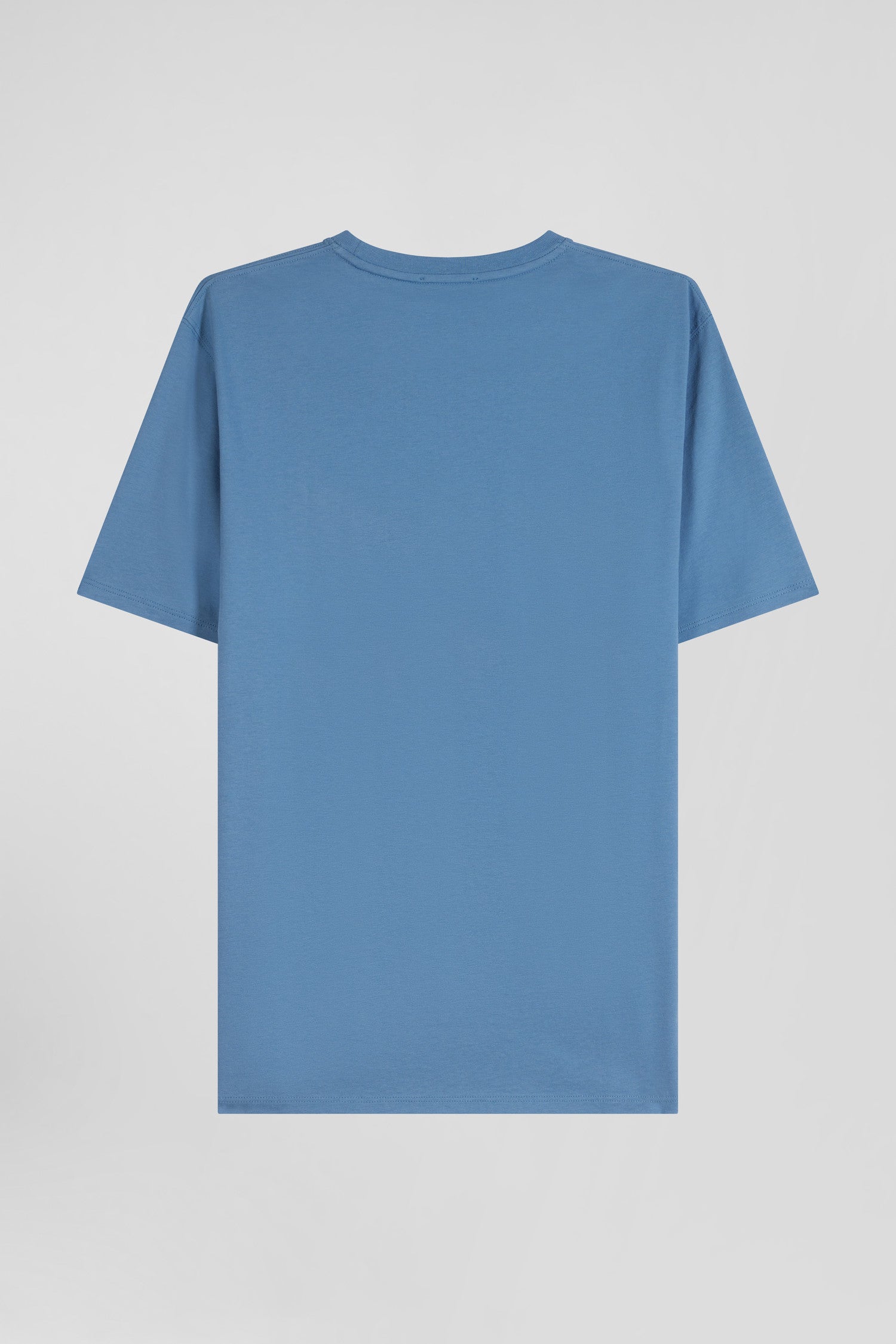 Regular blue Pima cotton short-sleeved T-shirt