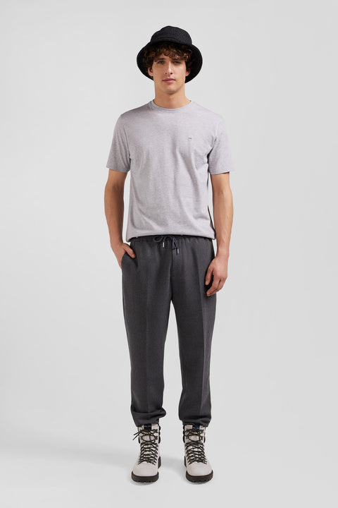 Regular grey Pima cotton short-sleeved T-shirt - Image 1