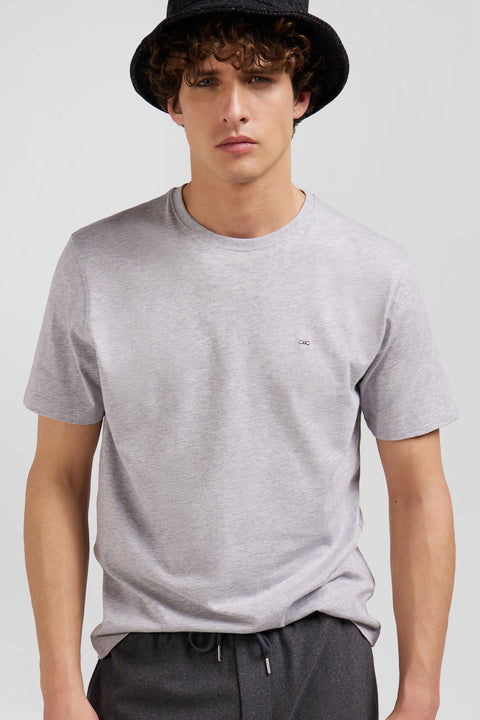 Regular grey Pima cotton short-sleeved T-shirt - Image 3