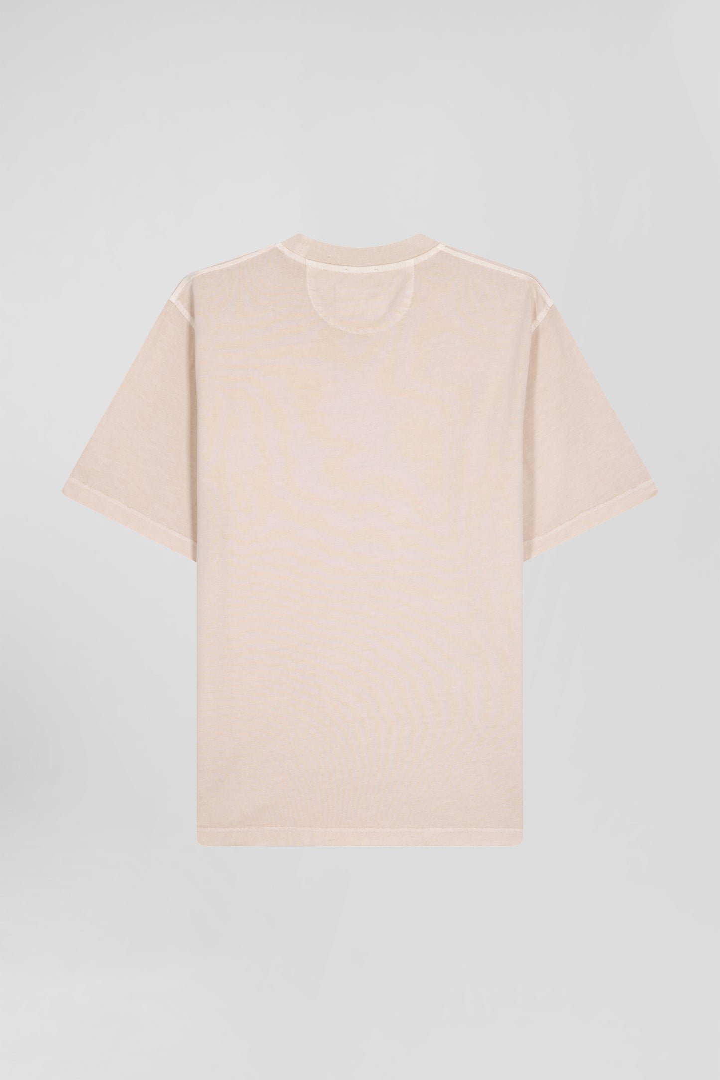 Oversize beige unisex short-sleeved T-shirt in overdyed cotton