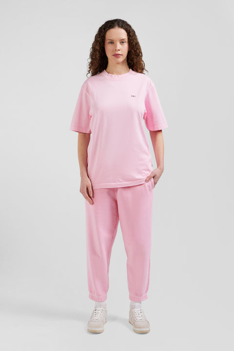 Oversize pink unisex short-sleeved T-shirt in overdyed cotton - Image 2