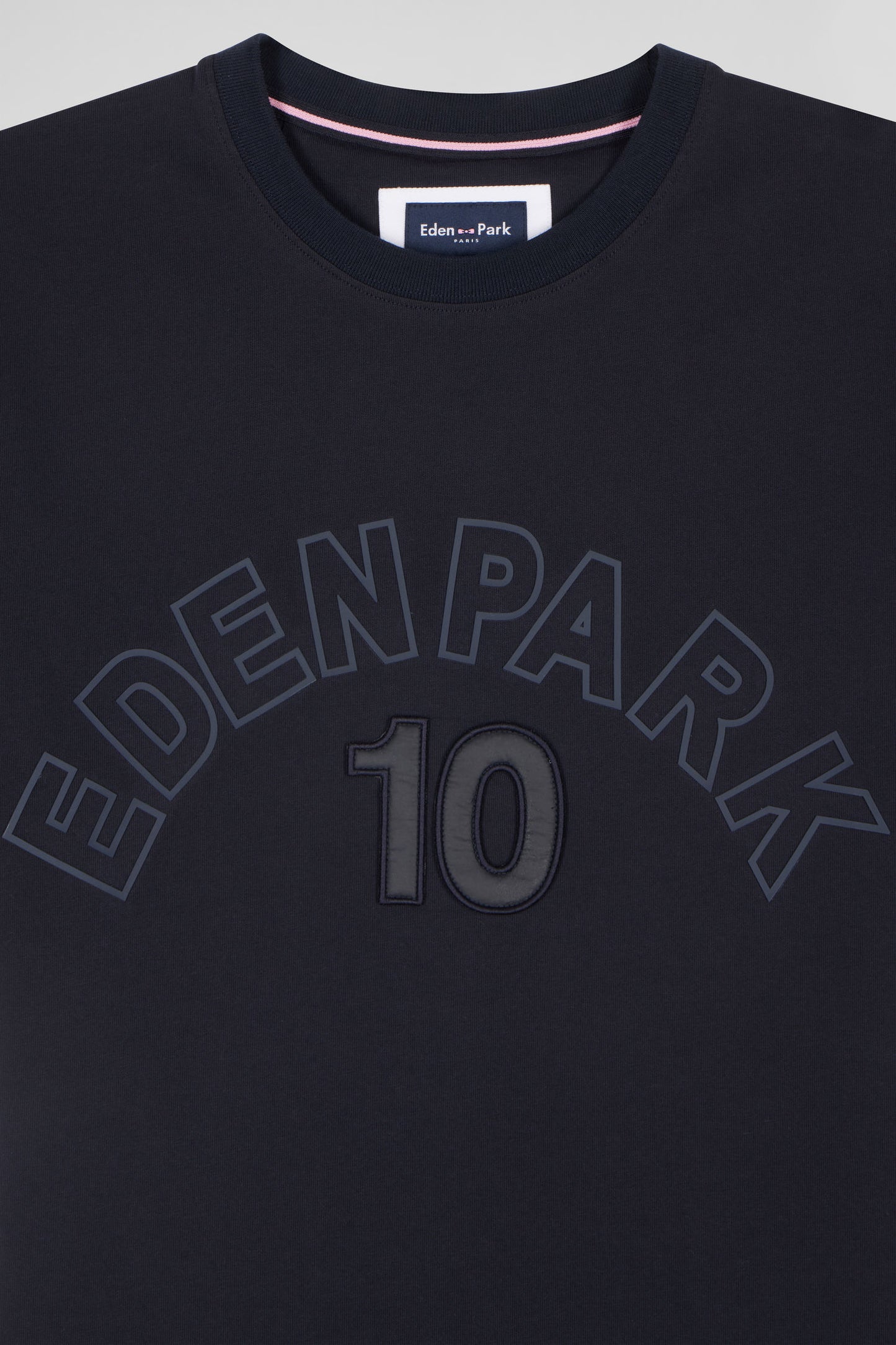 Relaxed navy and sky blue bicolor short-sleeved cotton T-shirt with Eden Park 10 print