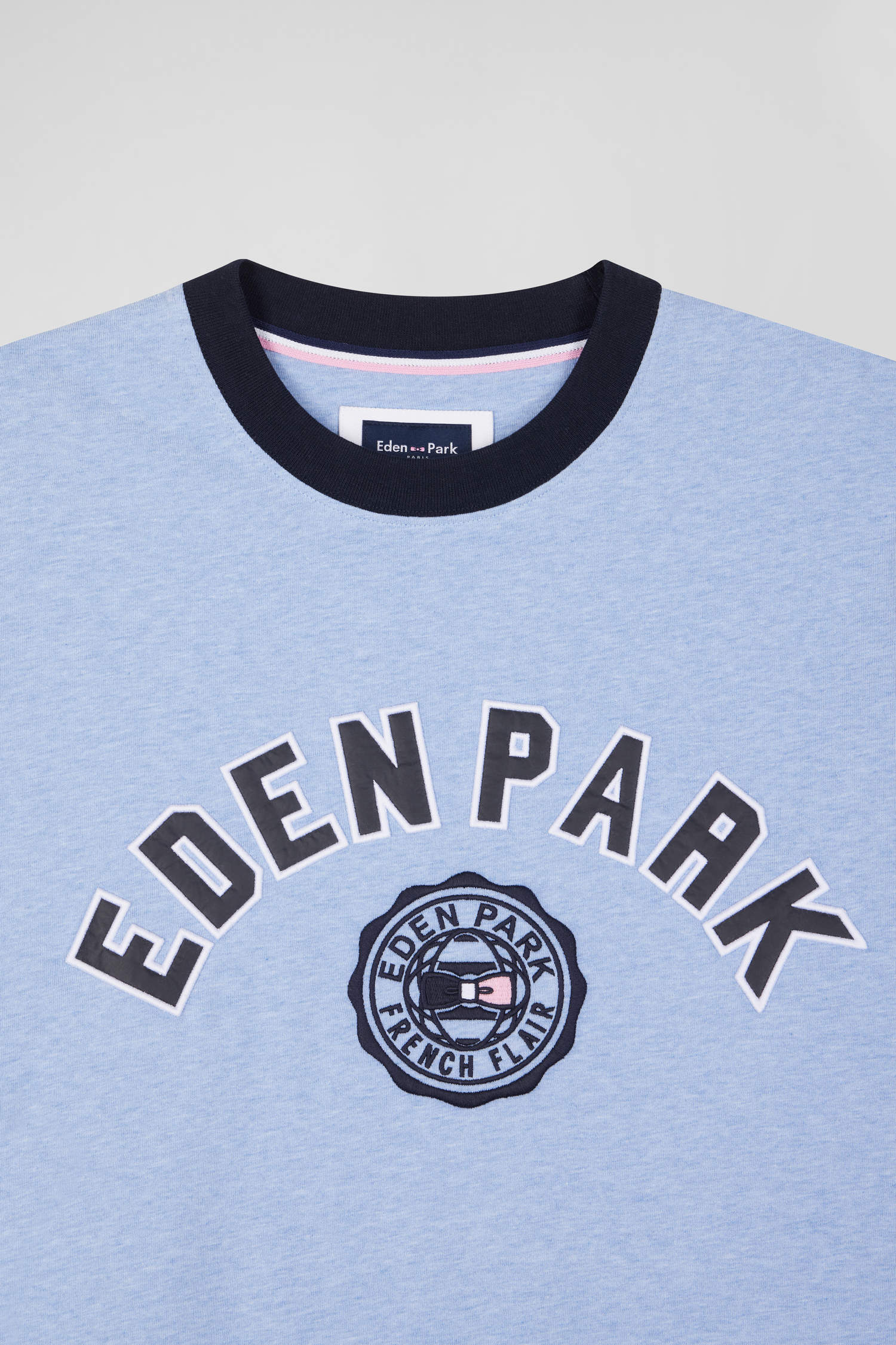 T-shirt manches courtes en coton ciel application Eden Park coupe Oversized