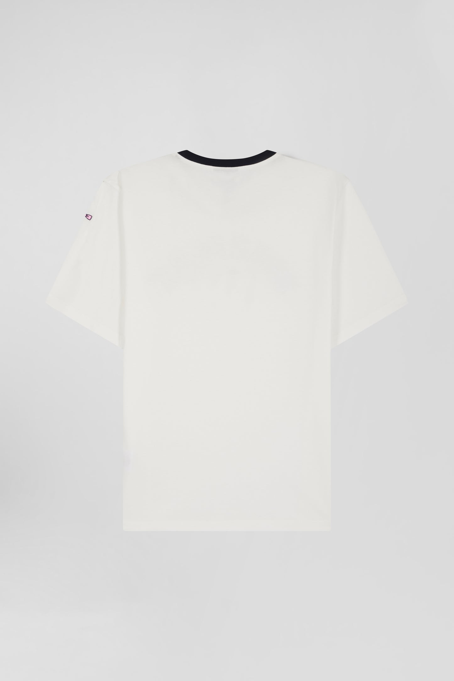 T-shirt manches courtes en coton écru brodé coupe Oversized