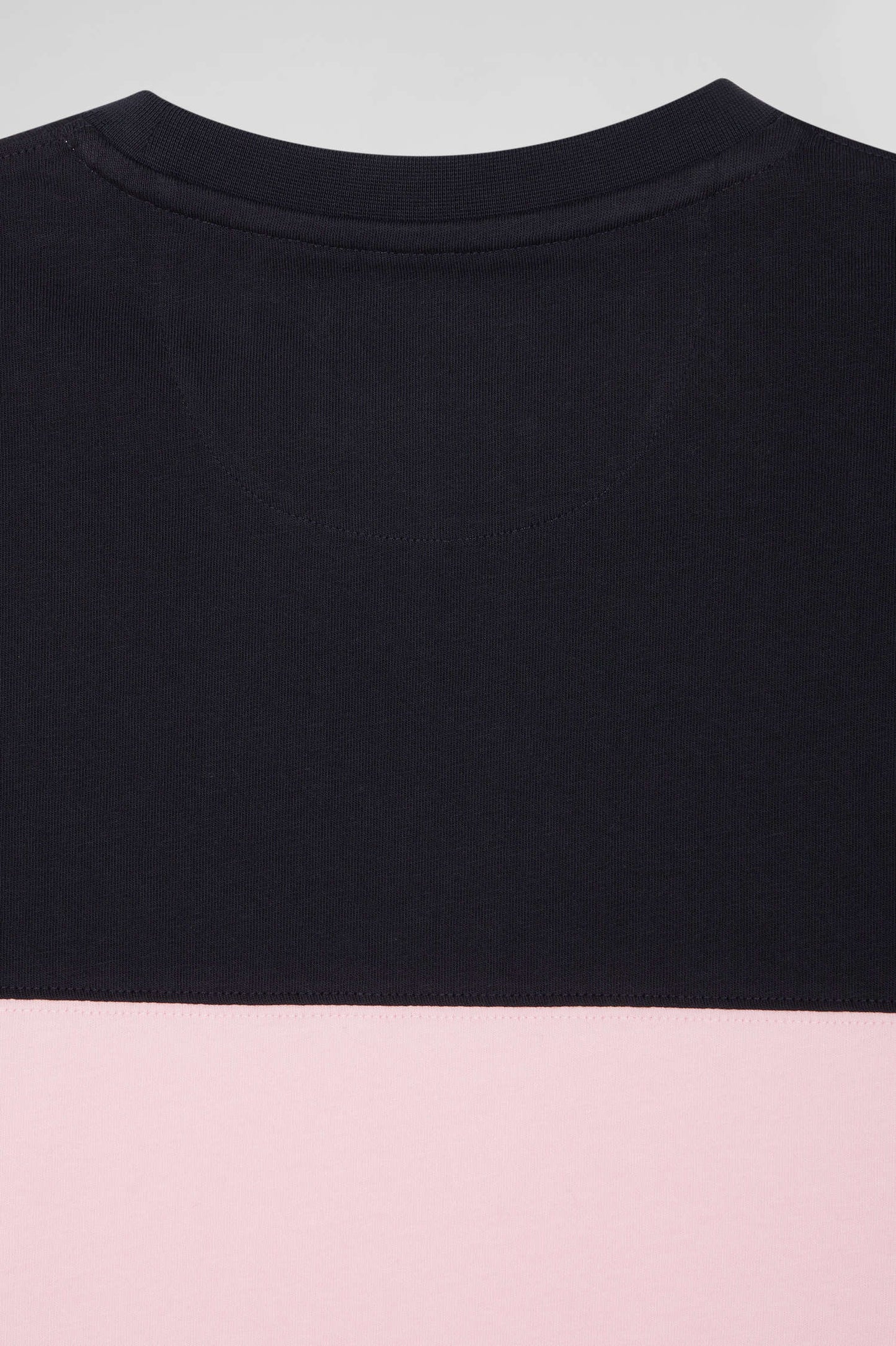 Regular navy and pink bicolor short-sleeved cotton T-shirt