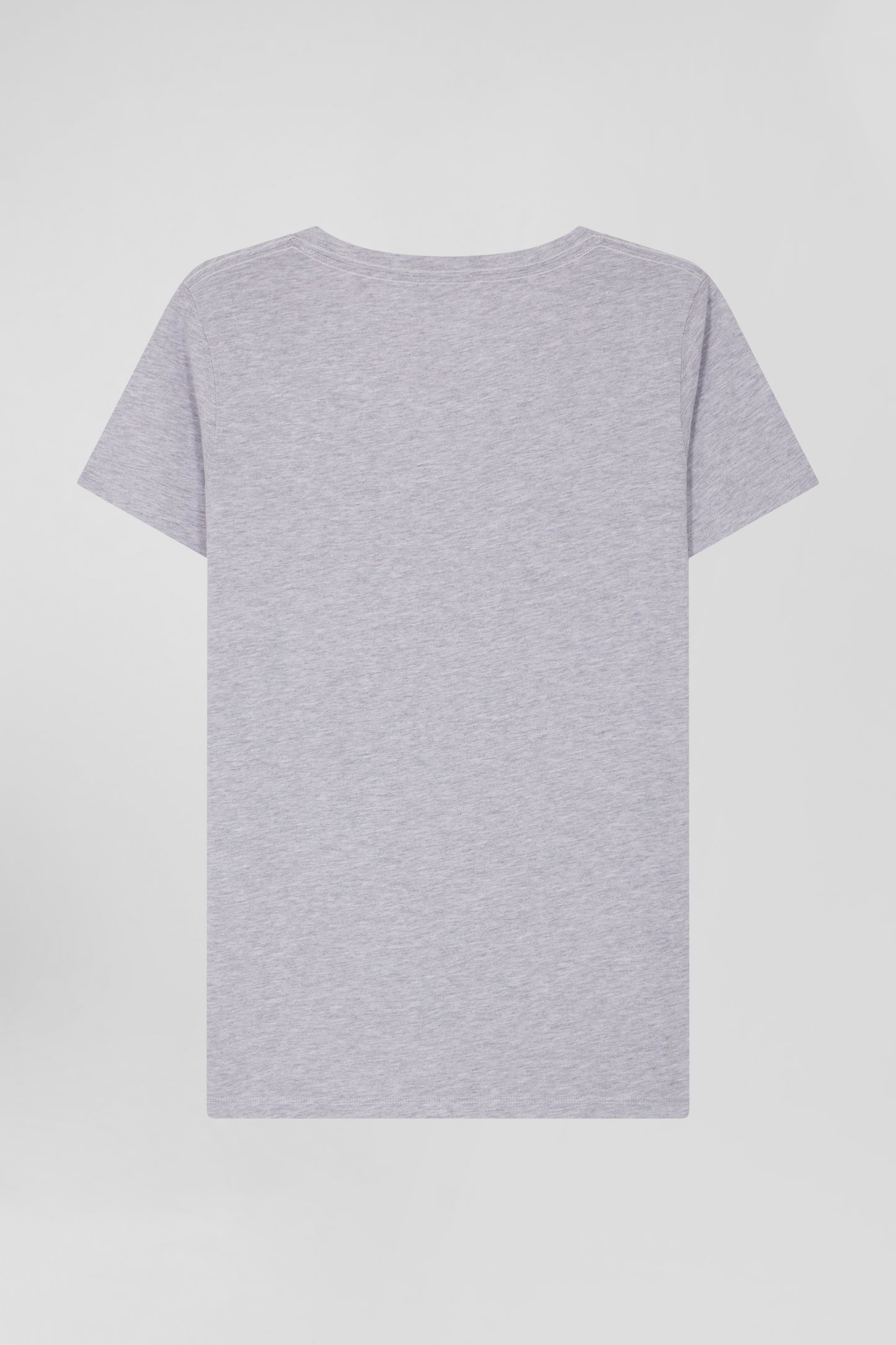 T-shirt manches courtes col V en coton gris coupe Regular