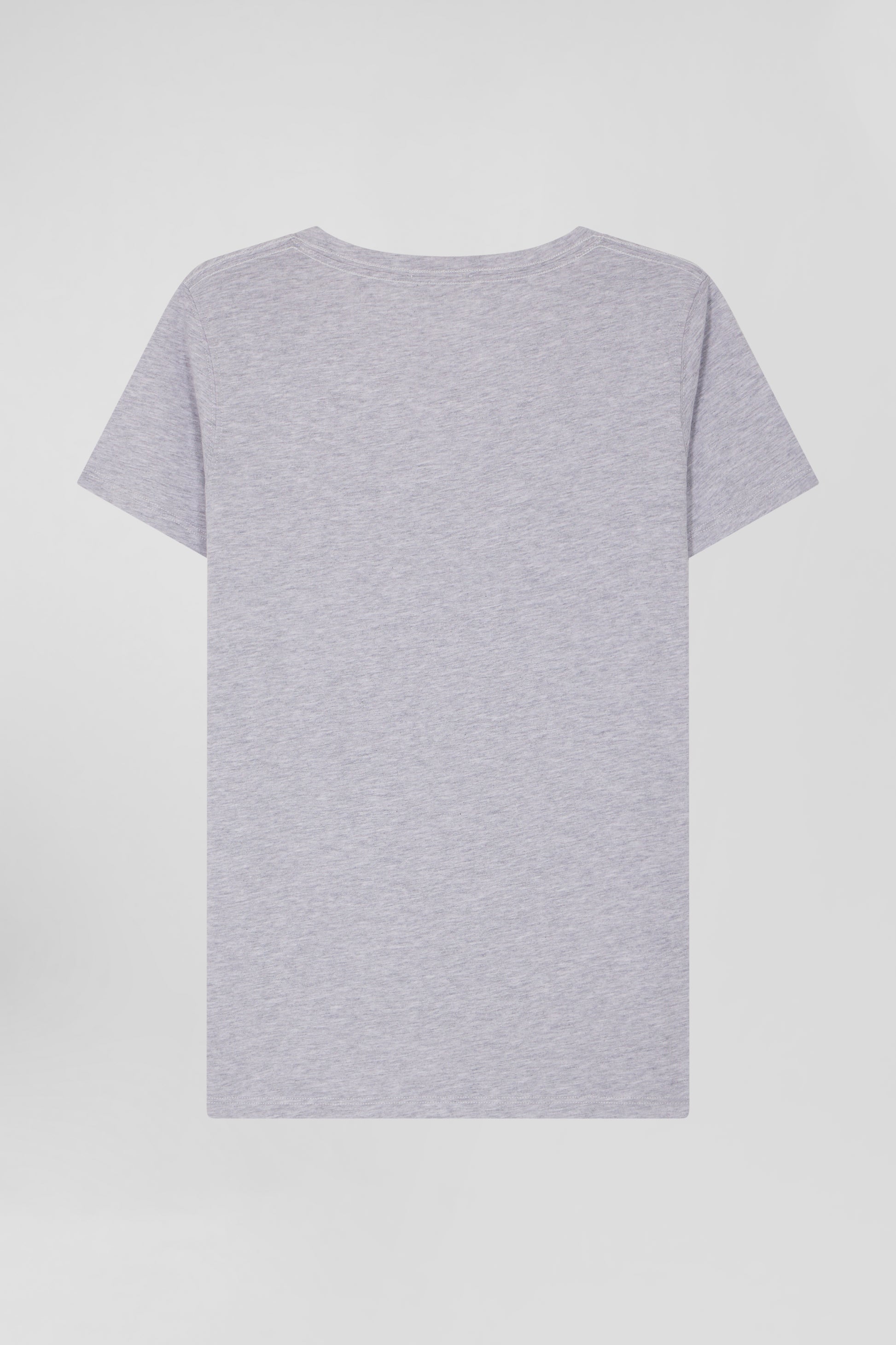 T-shirt manches courtes col V en coton gris coupe Regular