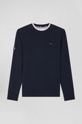 Regular navy blue XV de France long-sleeved cotton T-shirt