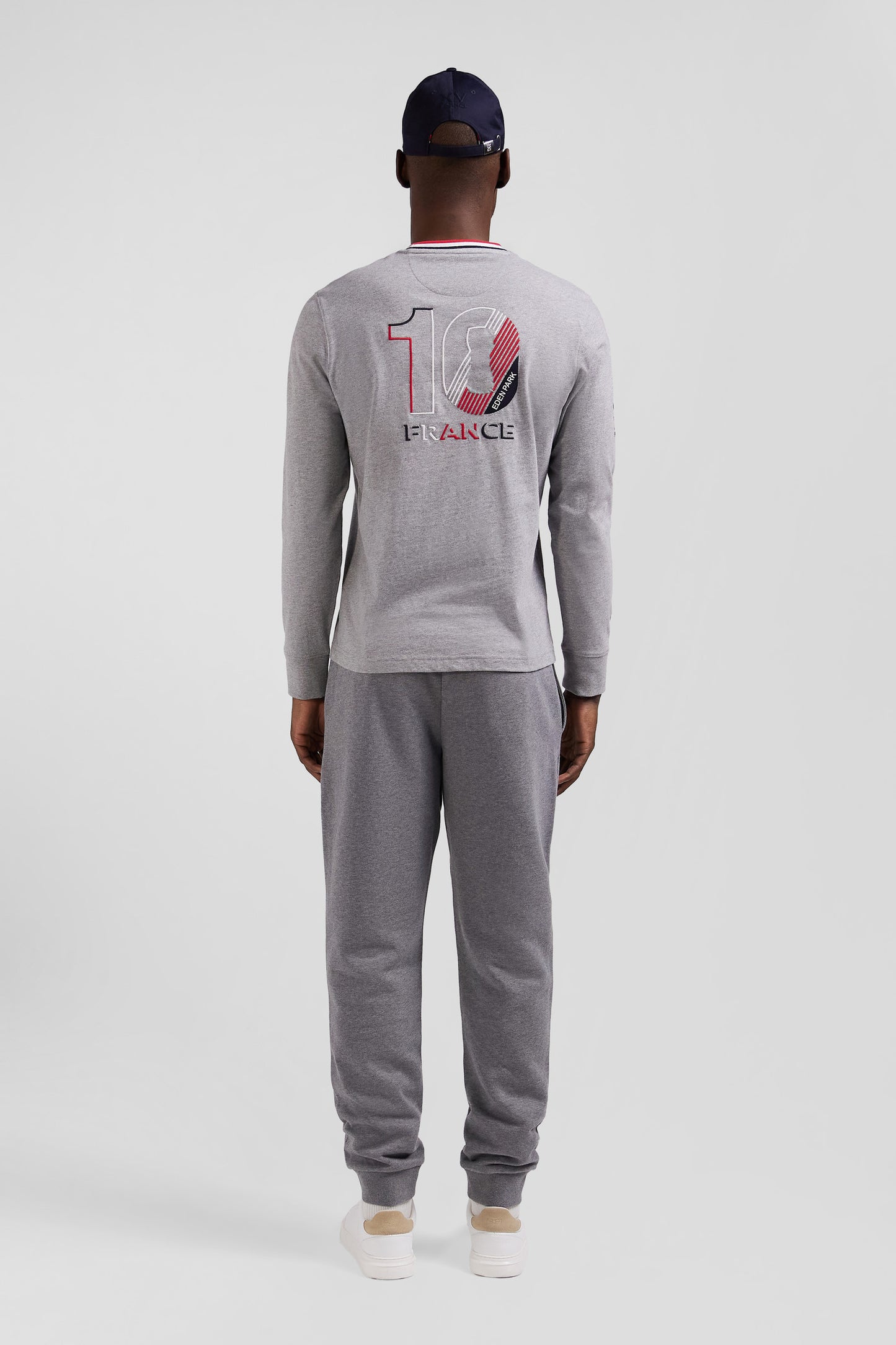 Regular grey XV de France long-sleeved cotton T-shirt